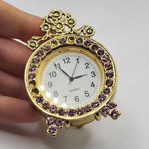 Two's Company Pink Rhinestone Quartz Clock 2.5in